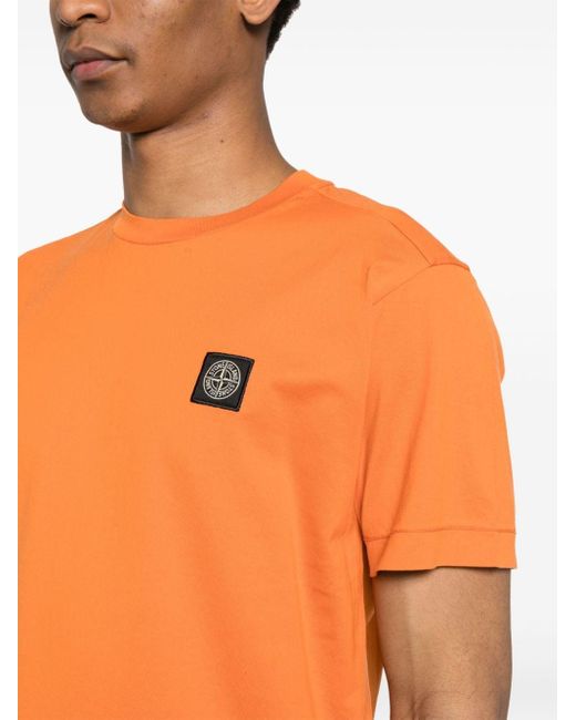 Stone Island Orange T-shirt With Logo for men