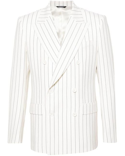 Blazer croisé à fines rayures Dolce & Gabbana pour homme en coloris White