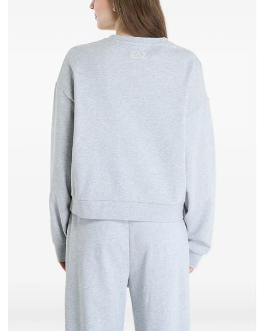 EA7 Blue Logo-Print Sweatshirt
