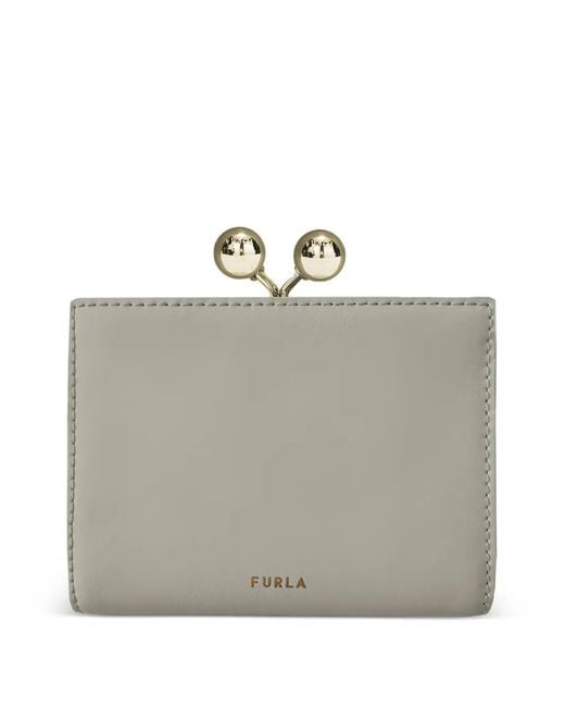 Furla Gray Dots Kiss-Lock Coin Case