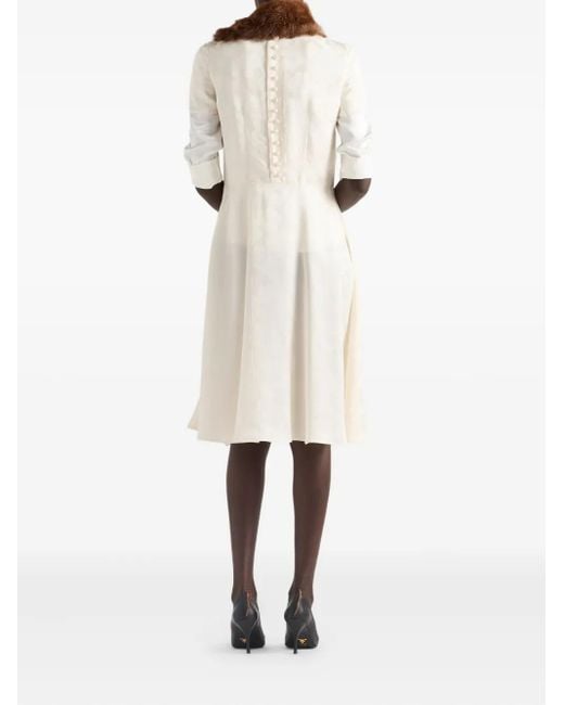 Prada White Jacquard Floral Midi Dress