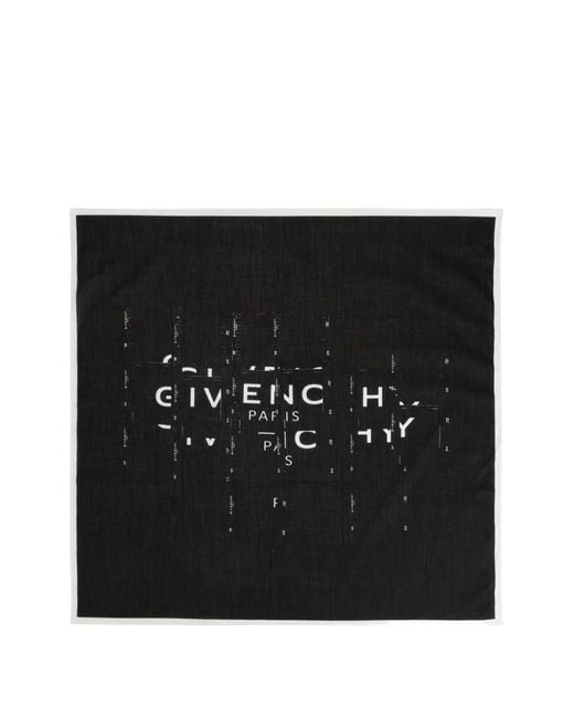 Givenchy Black Logo-Print Square Scarf for men