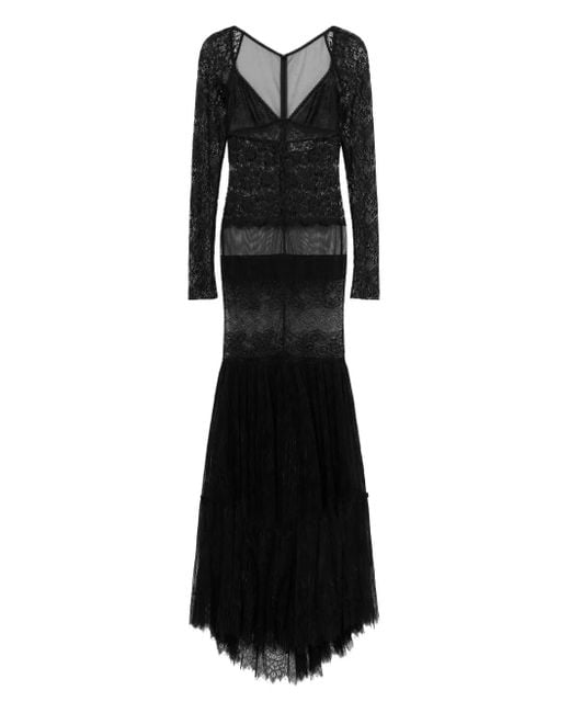 Blumarine Black Lace-Panelled Gown