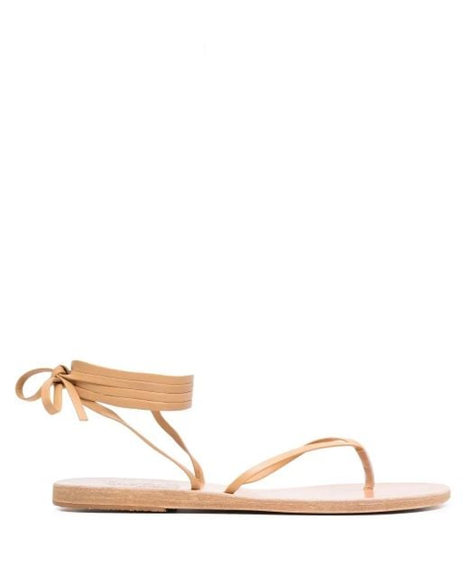Ancient Greek Sandals Natural Leather Ankle-Tie Sandals