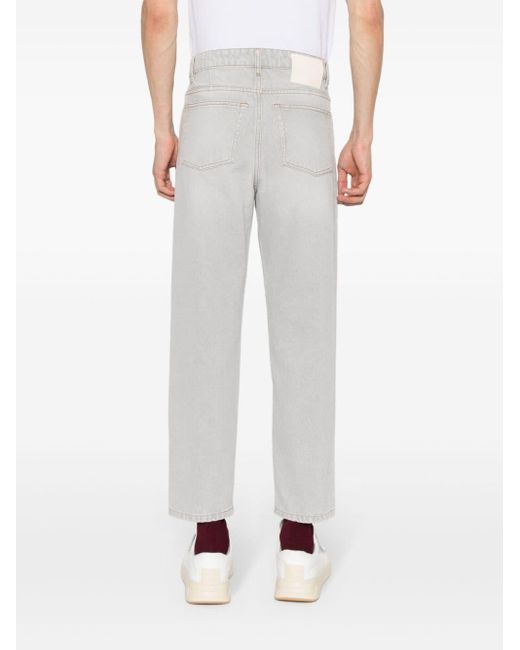 AMI Gray Cropped Tapered Jeans for men