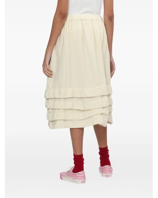 Comme des Garçons White Ruffled Midi Skirt