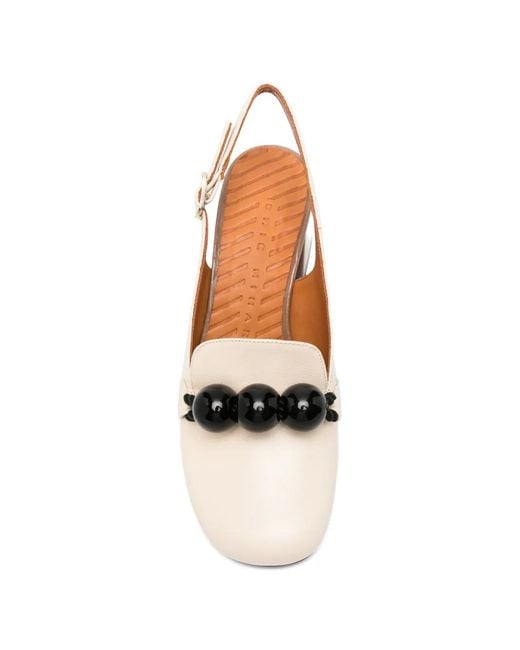 Chie Mihara Natural Moby Bead-Embellished Slingback Pumps