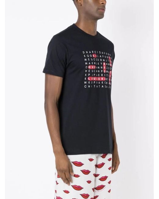 Amir Slama Black Graphic-Print Cotton T-Shirt