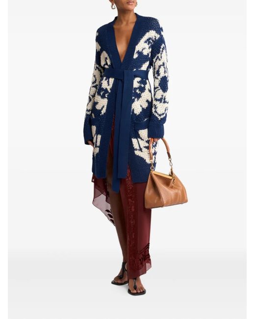 Etro Blue Printed Knit Cardigan