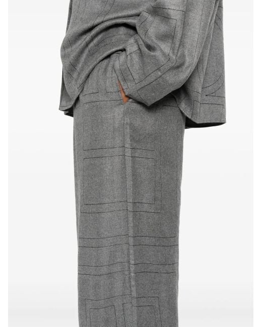 Totême  Gray Monogram Flannel Trousers