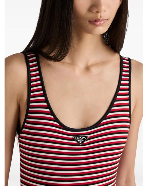 Prada Red Striped Swimsuit