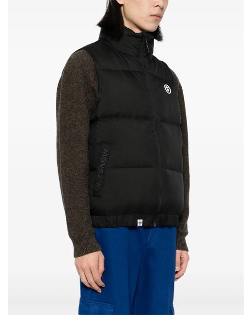 Aape By A Bathing Ape Black Logo-Patch Down Vest for men