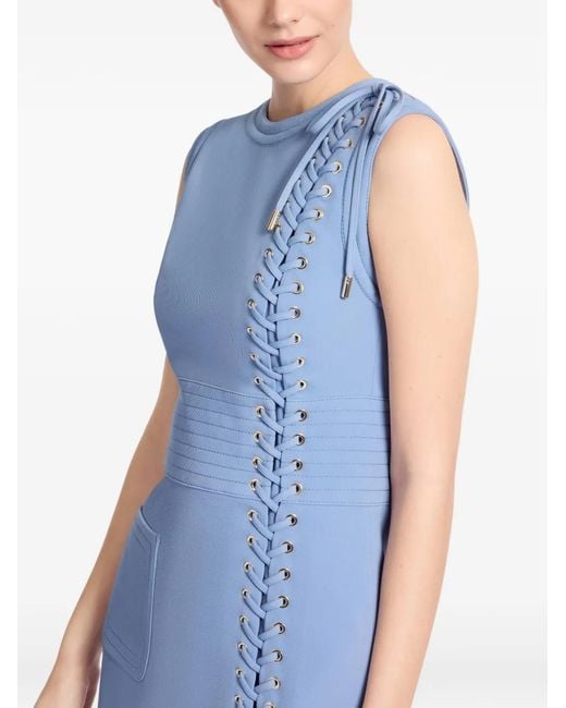 Elie Saab Blue Lace-Up Mini Dress