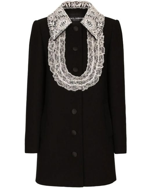 Dolce & Gabbana Black Bib-Collar Virgin Wool-Blend Minidress