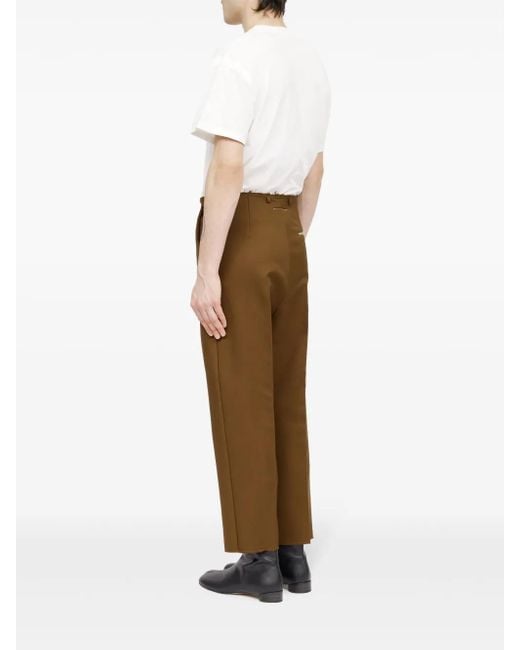 MM6 by Maison Margiela Natural Zip-Detail Tapered Trousers for men