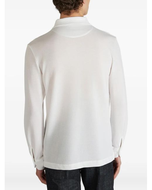 Zanone White Pique Cotton Polo Shirt for men