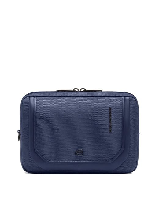 Piquadro Blue Leather-Trim Clutch Bag for men