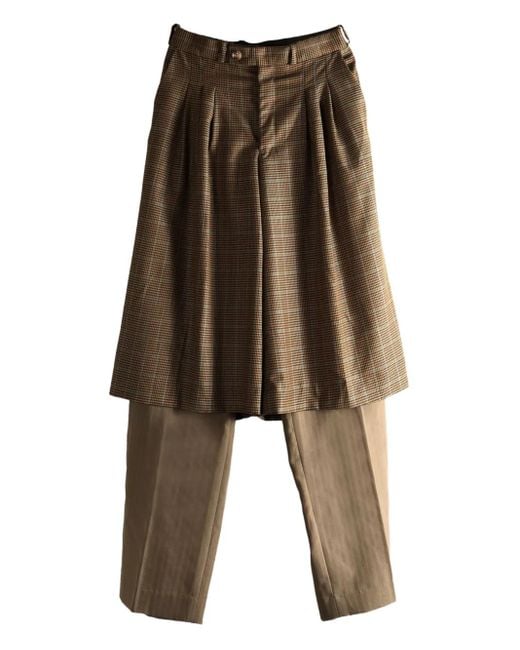 Late for Work Houndstooth Pleated Trousers Brown