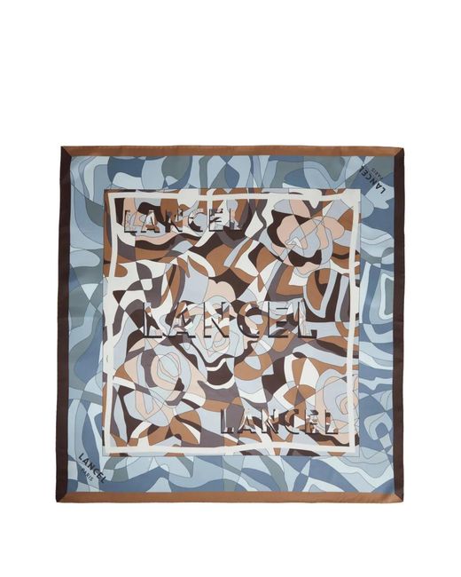 Lancel Blue Geometric-Patterned Scarf