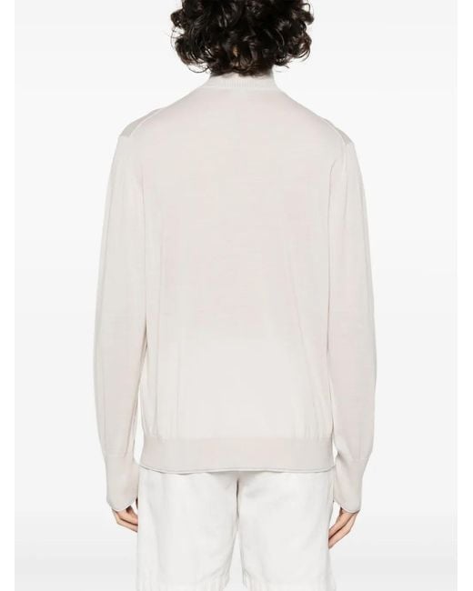 Eleventy White Half-Zip Wool Jumper for men