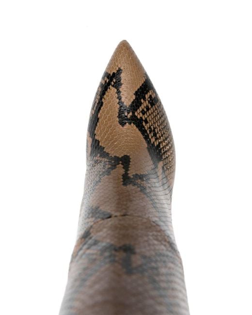 Paris Texas Brown 85mm Snakeskin-effect Leather Boots