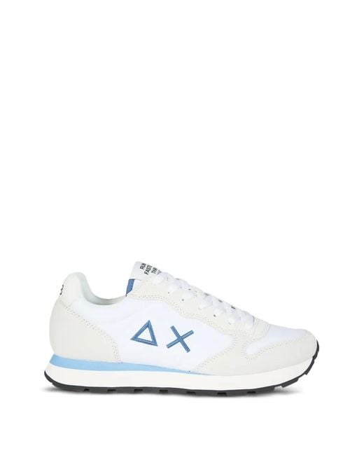 Sun 68 White Tom Solid Suede Applique Sneakers for men