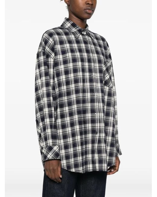 ELEH Gray Check-Pattern Button-Down Shirt