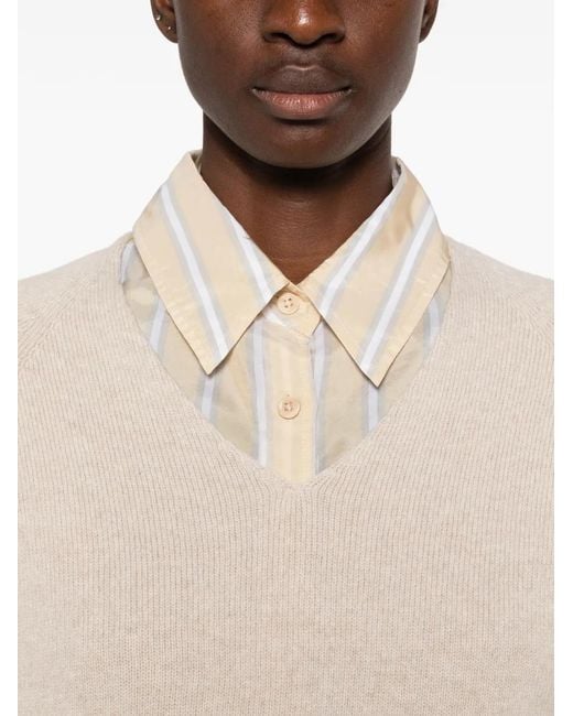 Ma'ry'ya White V-Neck Raglan-Sleeve Sweater