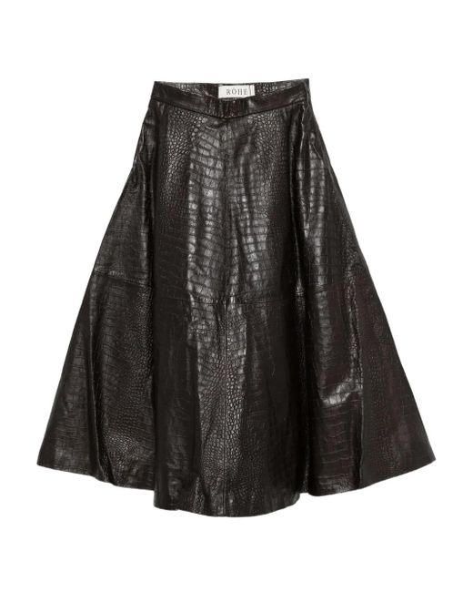Rohe Black Leather A-Line Skirt