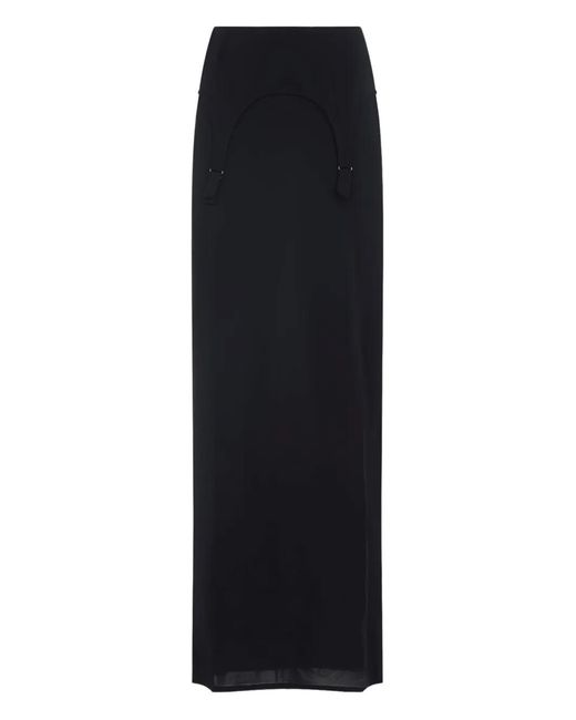 Jean Paul Gaultier Black Suspender-Detail Maxi Skirt