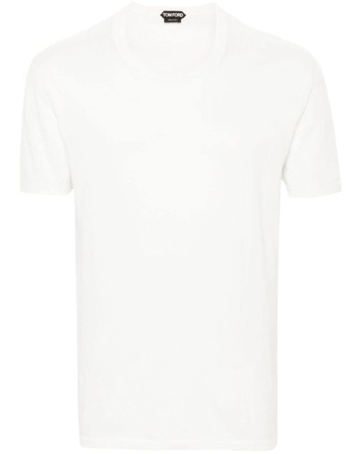 Tom Ford White Fine-ribbed Cotton T-shirt for men