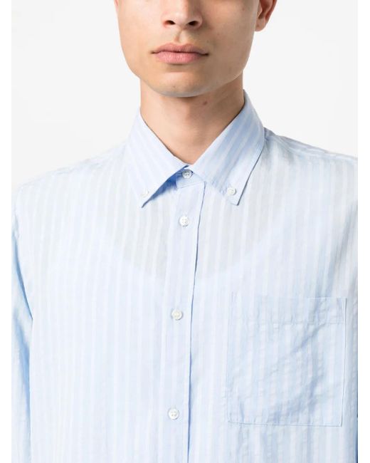 Another Aspect Blue 1.0 Stripe-Pattern Shirt for men