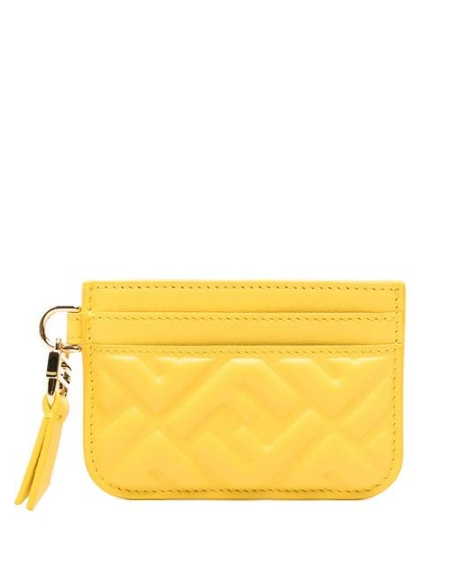 Fendi Yellow Nappa Leather Baguette Card Case With Ff Motif