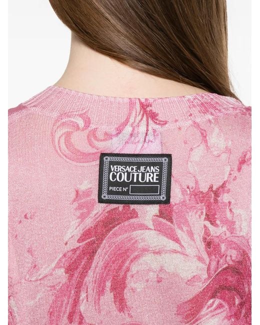 Versace Jeans Couture Pink V-Neck Patterned Top