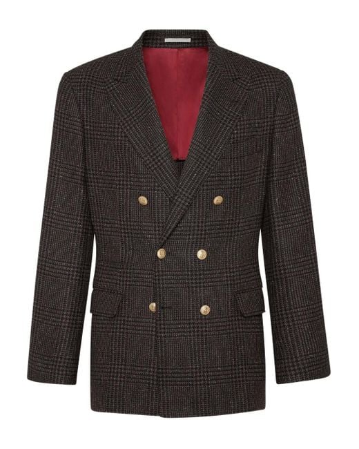 Brunello Cucinelli Blazer Met Dubbele Rij Knopen in het Black voor heren