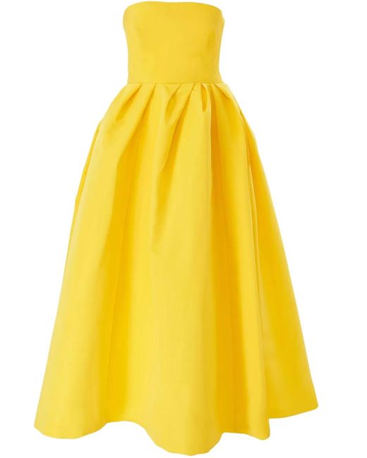 Carolina Herrera Yellow Strapless Midi Dress