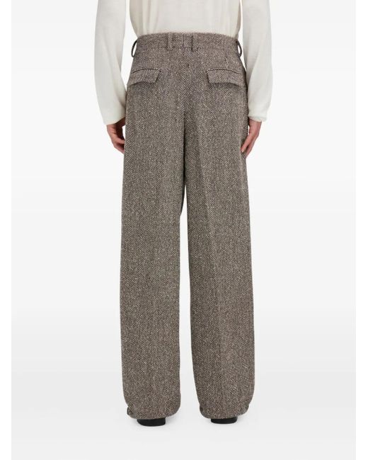 Ferragamo Wollen Broek Met Chevron Streep in het Gray voor heren