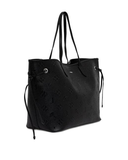 Joop! Black Debossed-Logo Drawstring Tote Bag