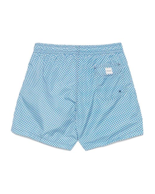 Drumohr Blue Monogram-Pattern Swim Shorts for men