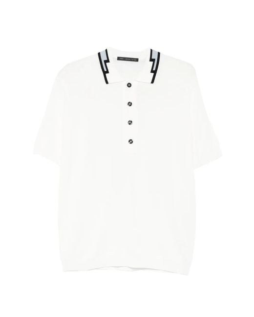 Low Brand White Button Polo Shirt for men