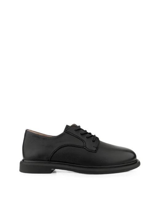 Linda Baumann Black Grainy-Leather Lace-Up Shoes
