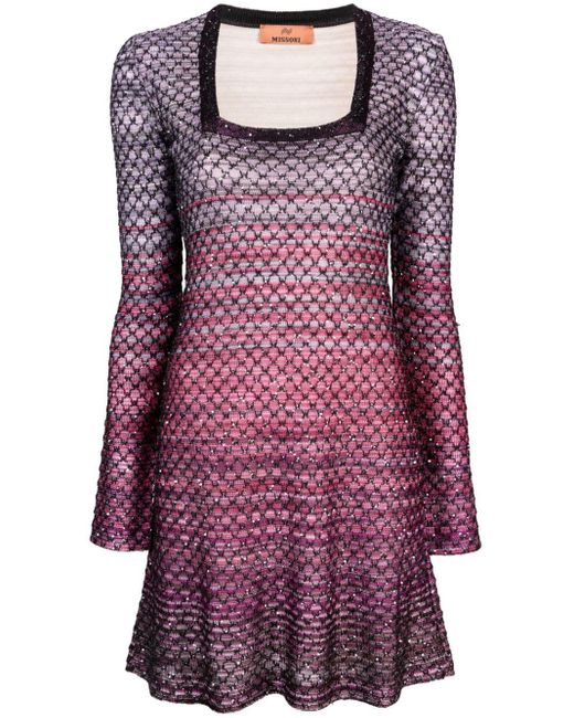 Missoni Mini-jurk Met Kleurverloop in het Purple
