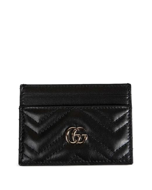 Gucci Black Gg Marmont Matelassé Card Case