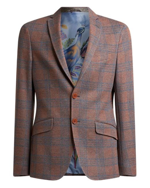 Etro Brown Prince Of Wales-Checked Blazer for men