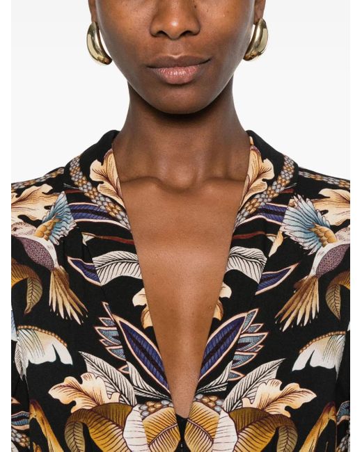 Farm Rio Black Snake Garden Floral-Print Dress