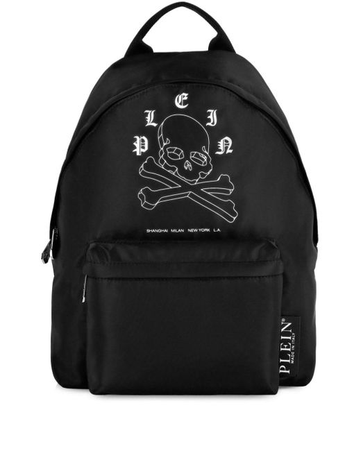 Philipp Plein Black Wire Frame Logo-print Backpack for men