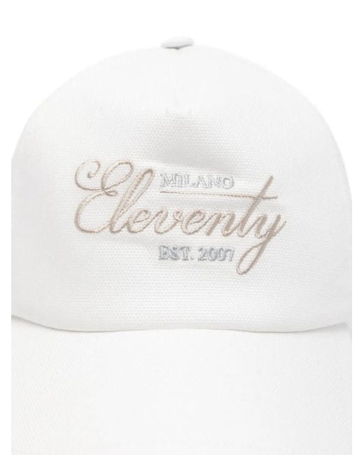 Eleventy White Embroidered Baseball Cap for men