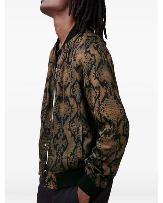AllSaints Black Ribbed-Collar Reversible Bomber Jacket for men