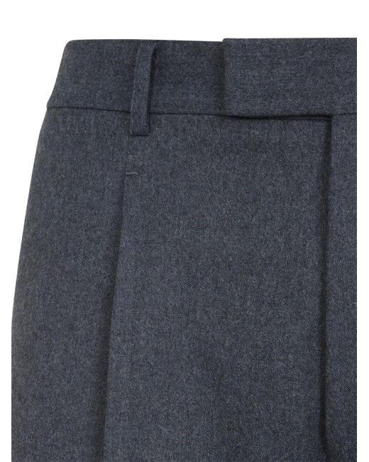 Zegna Blue Pleated Wool Trousers for men