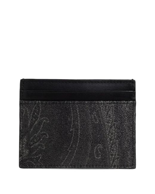 Etro Black Paisley-Patterned Card Holder for men